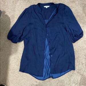 5/20 Blue Blouse with Mandarin Collar